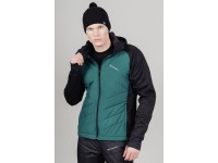 Тренировочная куртка с капюшоном Nordski Hybrid Hood Black/Alpine Green, арт.NSM850430