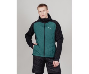 Nordski. Тренировочная куртка с капюшоном Nordski Hybrid Hood Black/Alpine Green M