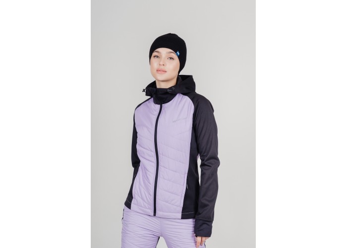 Тренировочная куртка с капюшоном Nordski Hybrid Hood Black/Lavender W, арт.NSW853827